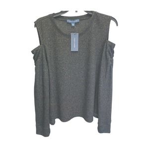 Top Tommy hilfiger Women's Size XL Cold Shoulder Black with gold MSRP $69.60